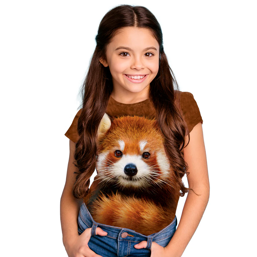 Red Panda Tie-Dyed Kids Tee - Image 3